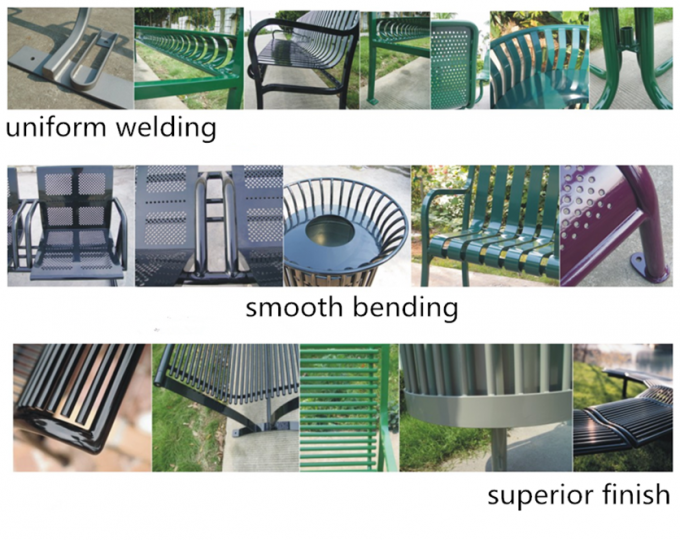 Mobili stradali Panca da sedere in metallo Panca da giardino lunga commerciale in legno in alluminio 4
