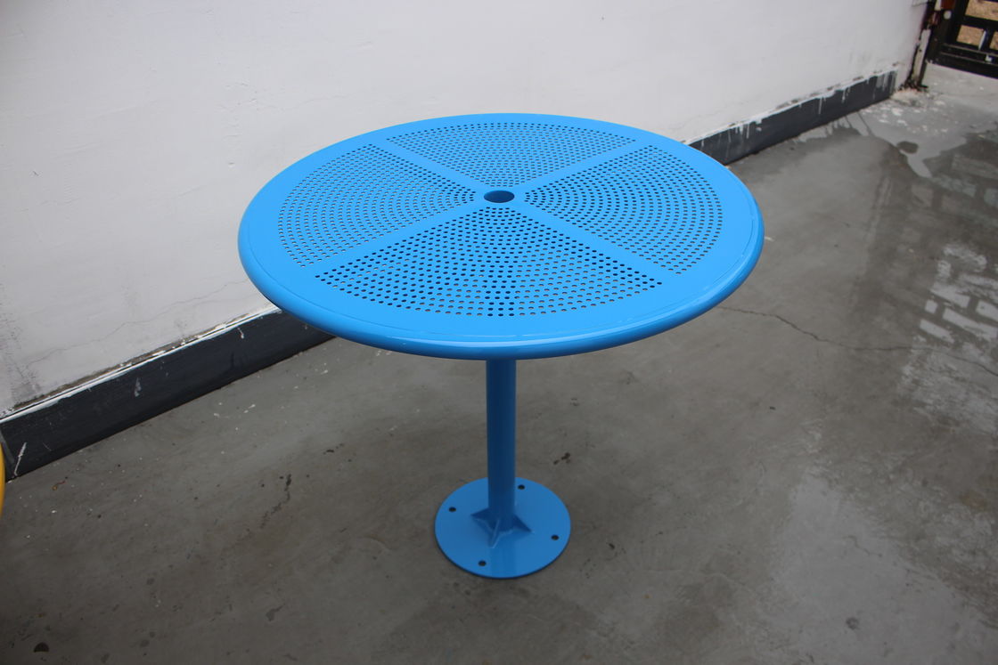 Street Furniture Gavin Park Steel Round Table With Benches Rustproof Outdoor Metal Round Tables